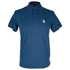 Polo Burberry de algodón en azul marino con logotipo bordado