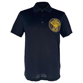 Polo Versace em algodão azul marinho com bordado Medusa