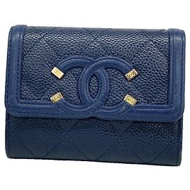 Chanel Navy Grained Calfskin Card Case