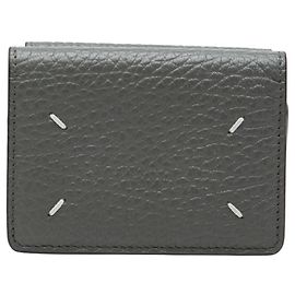 Maison Martin Margiela Cartera tri-fold de cuero gris Maison Margiela