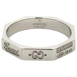 Anel de banda octogonal Gucci em ouro branco