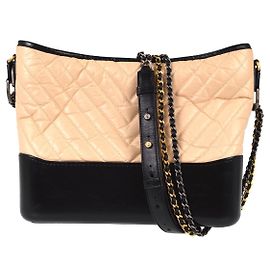 Chanel So Black Gabrielle Hobo Quilted Aged Calfskin Medium