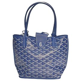 Goyard Anjou Mini Wendbare Tote Bag aus blauem Goyardine Canvas