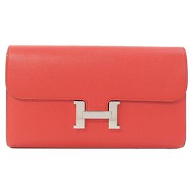 Hermès Cartera larga Hermes Constance en piel Epsom roja