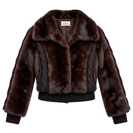 Autre Marque Daniel Benjamin Brown Mink Fur and Wool Bomber Jacket