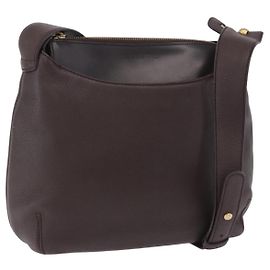 Sac à épaule LOEWE en cuir marron foncé détails dorés Auth ka6261A