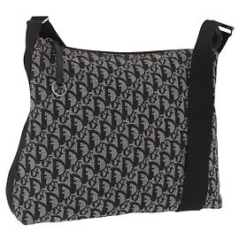 Bolsa de Ombro Christian Dior Trotter Canvas Preta Prata Auth ka6191