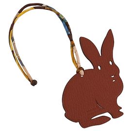 Hermès HERMES Petit Ash Rabbit PM Bag Charm Leder Brown Auth 204795M
