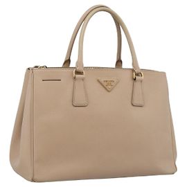 PRADA Galleria Handtasche Saffiano 2way Beige Gold Auth 204152A