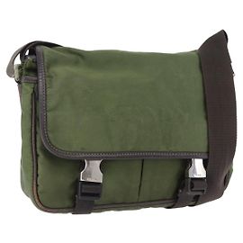 PRADA Schultertasche Nylon Khaki Silver Auth mr2884