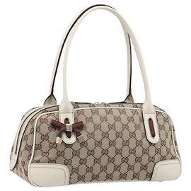 Borsa GUCCI GG Canvas Princi in pelle Beige Gold 161720 Auth 203872SAV
