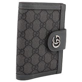 Portapassaporto GUCCI GG Supreme PVC Grigio Argento 732755 Auth 204775M