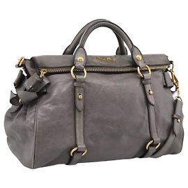 Borsa a mano Miu Miu in pelle 2way Grigio Oro Auth yk20941M