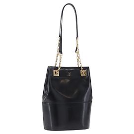 Borsa a tracolla con catena Salvatore Ferragamo Pelle verniciata Nero Oro Auth 204336