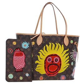 LOUIS VUITTON Yayoi Kusama Face Neverfull MM Tote Bag M46447 LV Auth 203277SAV