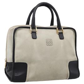 Borsa a mano LOEWE Amazona 32 Suede Beige Gold Auth 204758