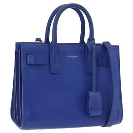 Autre Marque SAINT LAURENT Sac De Joule Nano Hand Bag Leather 2way Blue Gold Auth LN132V