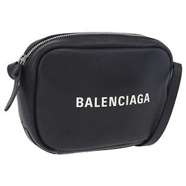 BALENCIAGA Borsa Everyday Camera XS Pelle Nero Argento 489809 Auth 205151V