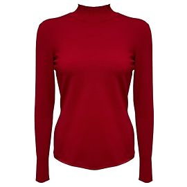 Alaïa Jersey de punto de lana con cuello cisne Alaia Maroon Red