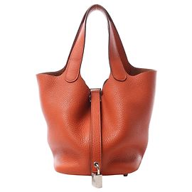 Hermès HERMES Picotin Lock 18 PM Taurillon Clemence Handbag in Orange X: 2016
