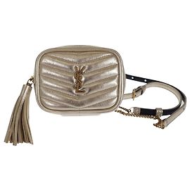 Autre Marque Borsa Lou Camera Baby Saint Laurent in pelle di vitello matelassé metallizzata oro con monogramma