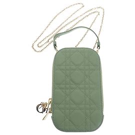 Autre Marque Borsa Call In Phone Holder Lady Dior in pelle d'agnello Cannage verde Dior