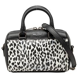 Autre Marque Borsa Duffle Satchel Classica in Pelle Leopardata Nera Saint Laurent Toy