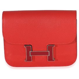 Hermès Epsom Rouge de Coeur Constance Slim Wallet PHW
