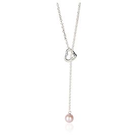 Collana Lariat Cuore Aperto Elsa Peretti in Argento Sterling e Perla Tiffany & Co.
