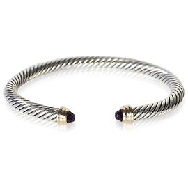 Pulsera Classic Cable David Yurman de oro amarillo, plata de ley y amatista