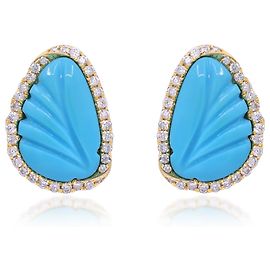 Autre Marque Ohrringe aus Gelbgold, Türkis und Diamanten