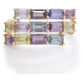 Autre Marque Yellow Gold Saphir Rainbow Bypass Ring