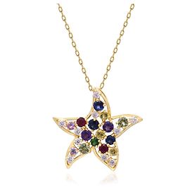 Autre Marque Pingente de estrela do mar em ouro amarelo, safira e diamante