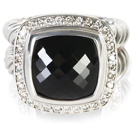 David Yurman Albion Ring aus Sterlingsilber, Onyx und Diamant