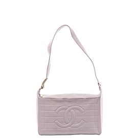 Sac à épaule Chanel Chocolate Bar en cuir, Violet 8026606