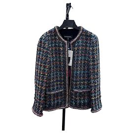 Casaco Chanel 20A de Tweed Multicolorido Padrão Pied-de-poule