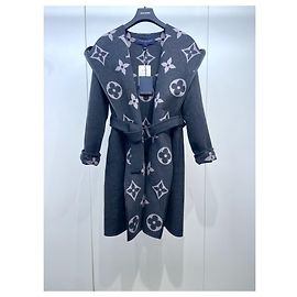 Louis Vuitton Monogramm Wollmantel Grau