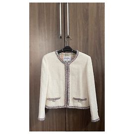 Giacca Chanel in tweed bianco taglia 34