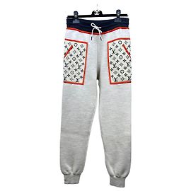 Louis Vuitton Monogram Jogger Pants Gray Cotton XS