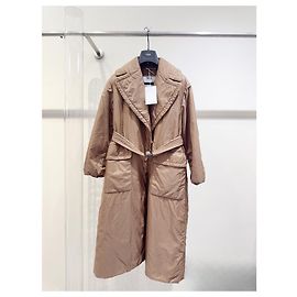 Max Mara Camel Down Coat Belted Polyester Size 32