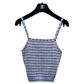 Top canotta in cashmere a righe Chanel 24A