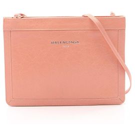 Balenciaga Pochette Schultertasche aus orangefarbenem Leder