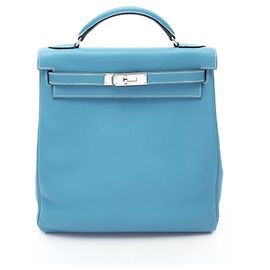 Hermès Mochila/Bolso Hermes Kelly Ad GM en Blue Jean
