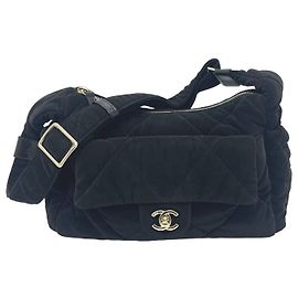 Bolsa Bowling Chanel AS5054 Matelassé Coco Mark em veludo