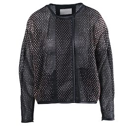 Autre Marque Bomber in mesh nera con cristalli Marco de Vincenzo