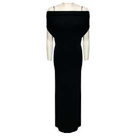 Totême Vestido de punto acanalado negro con hombros descubiertos Toteme
