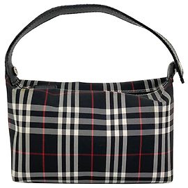 Bolsa de mão em nylon Burberry House Check preta