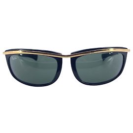 Ray-Ban B&L Vintage Black Gold Metal Olympian I Wrap-Sonnenbrille