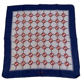Gucci Foulard quadrato in cotone vintage blu navy e bianco con logo GG intrecciato