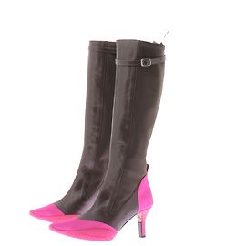 Marine Serre Botas mosqueteras bicolor marrón y rosa
